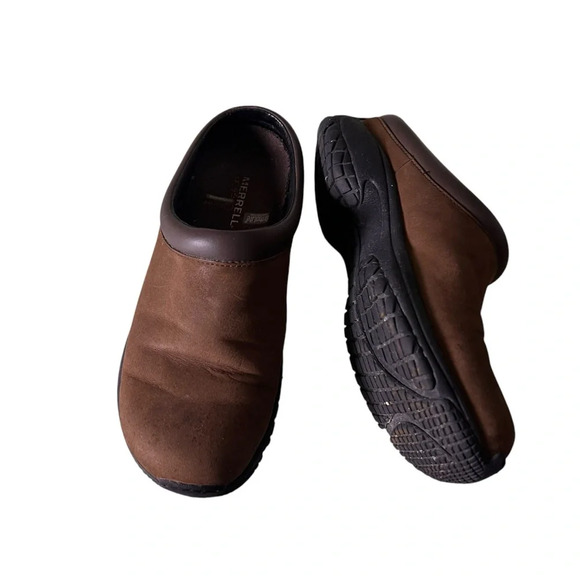 Merrell Womens Shoes Sz 8.5 Encore Groove Mules Slip On Clogs Dark Brown Cushion - Picture 5 of 12